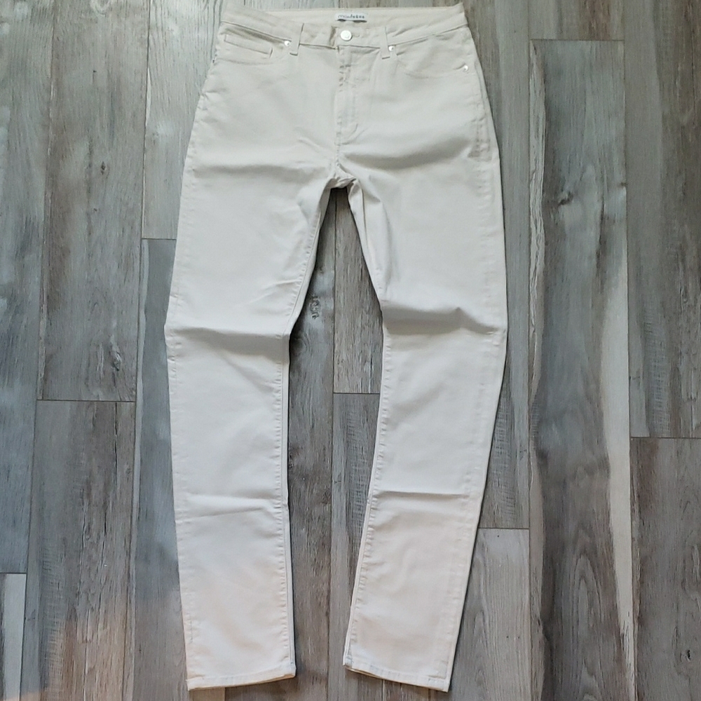 Beige Straight-Leg Pants